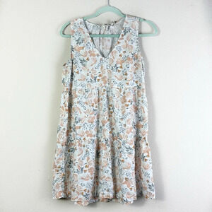 Joie 100% Linen Sleeveless Floral Tiered Babydoll Mini Dress Size Small